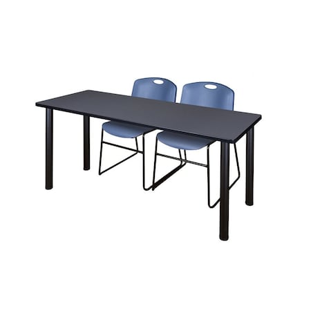 Kee Rectangle Tables > Training Tables > Kee Table & Chair Sets, 66 W, 24 L, 29 H, Grey MT6624GYBPBK44BE